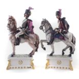 Two Capo Di Monte cavalry horsemen