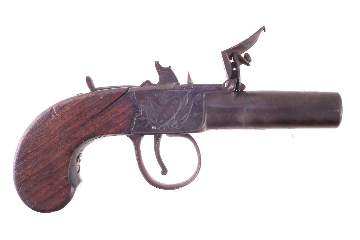 Flintlock boxlock pocket pistol by Bolton Wigan,