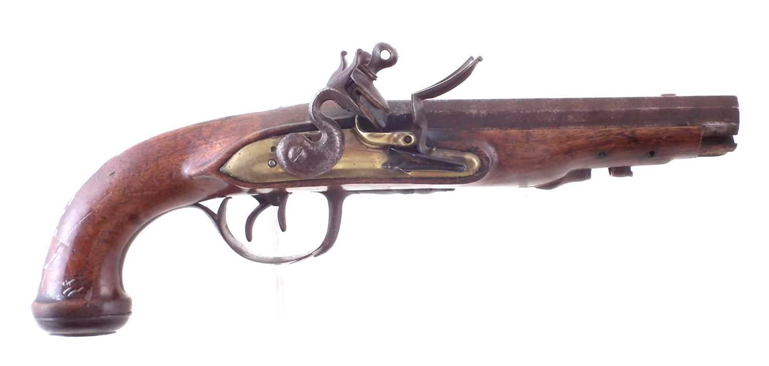 Continental double barrel flintlock pistol,