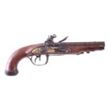 Continental double barrel flintlock pistol,