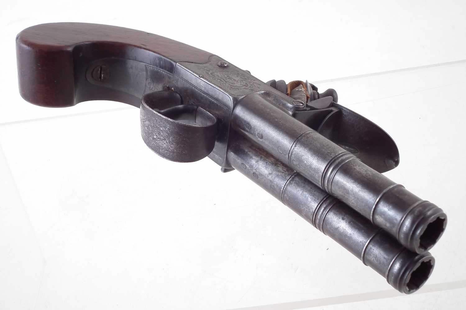 Flintlock double barrel boxlock pistol - Image 4 of 9