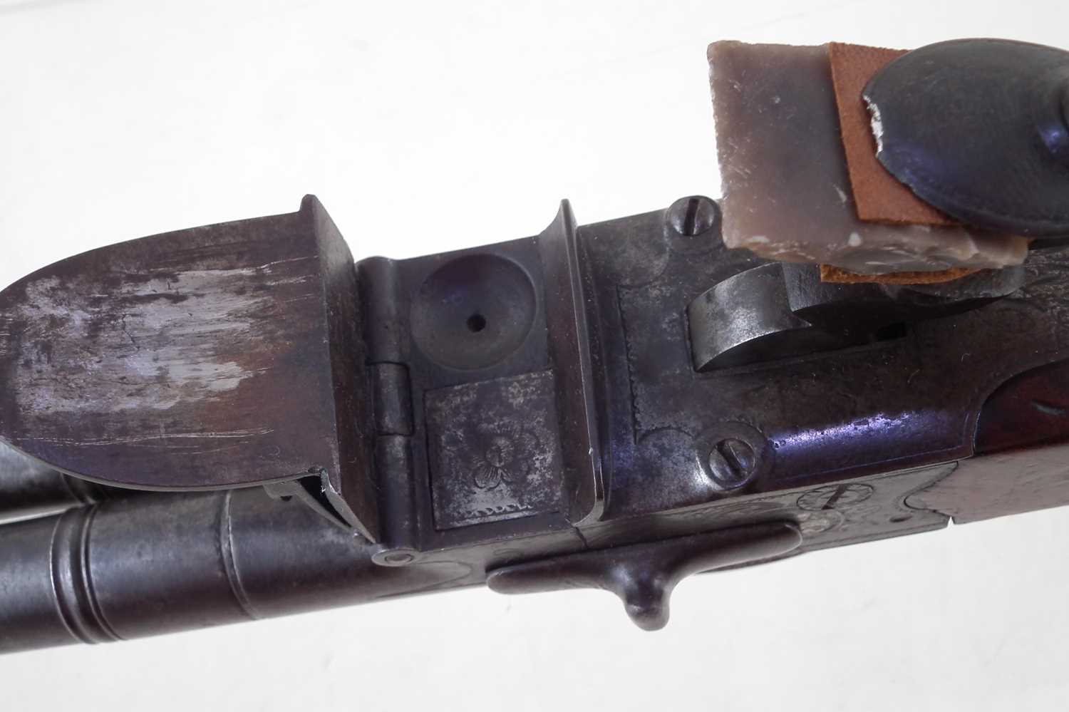 Flintlock double barrel boxlock pistol - Image 6 of 9