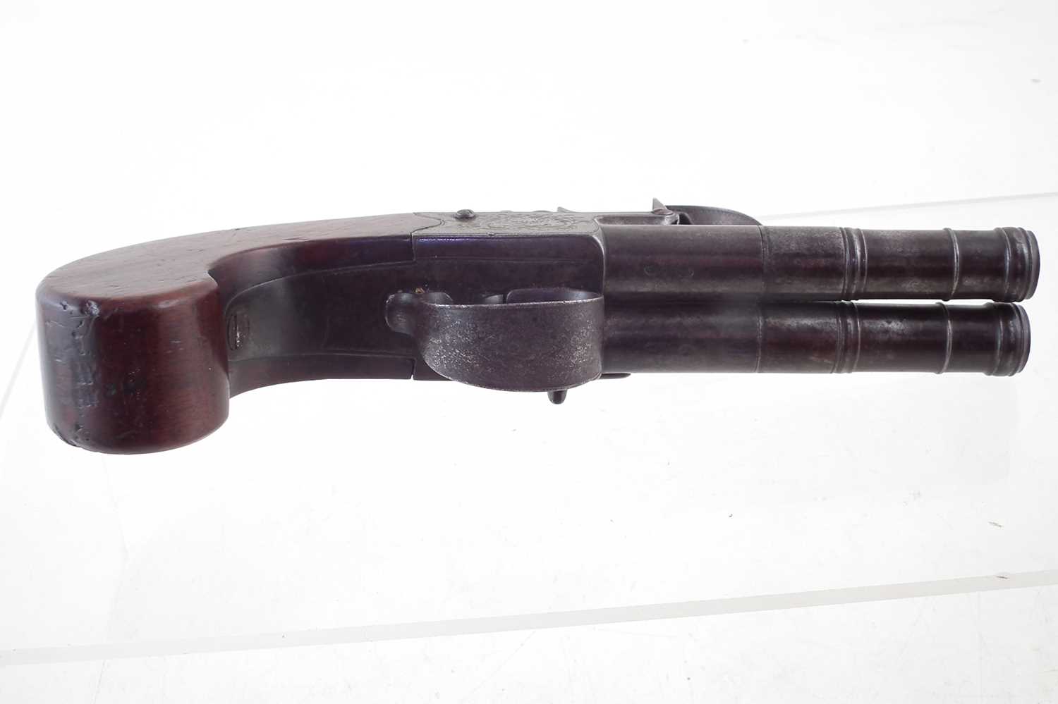 Flintlock double barrel boxlock pistol - Image 3 of 9