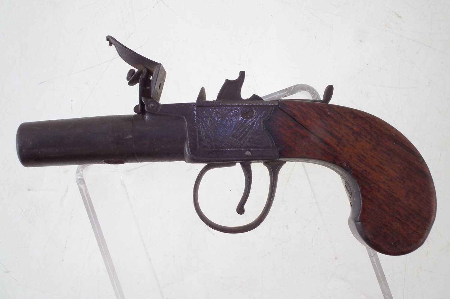 Flintlock boxlock pocket pistol by Bolton Wigan, - Image 3 of 4