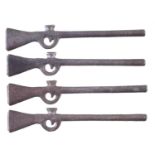 Four cast iron toy flintlock muskets,