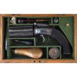 Percussion pepperpot pistol with a William Powell case