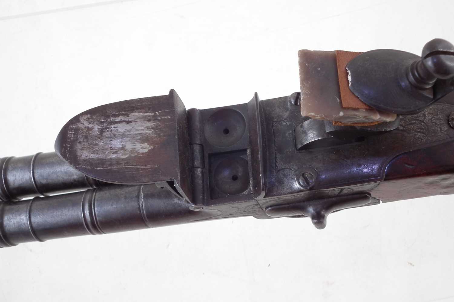 Flintlock double barrel boxlock pistol - Image 7 of 9