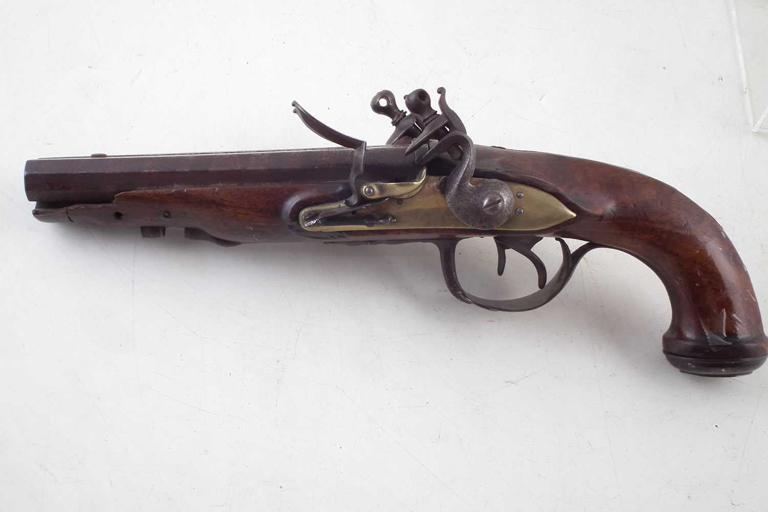 Continental double barrel flintlock pistol, - Image 5 of 8