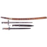 Burmese Dha/Dao sword and three bayonets