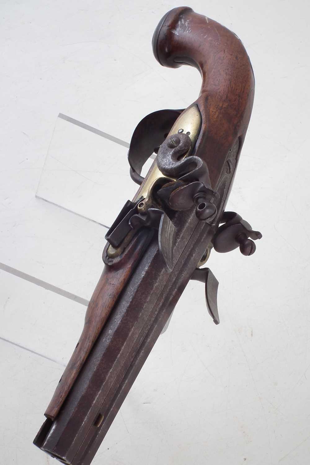 Continental double barrel flintlock pistol, - Image 2 of 8