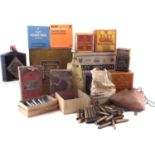 Collection of blank ammunition, cartridge boxes and other gun room accessories.