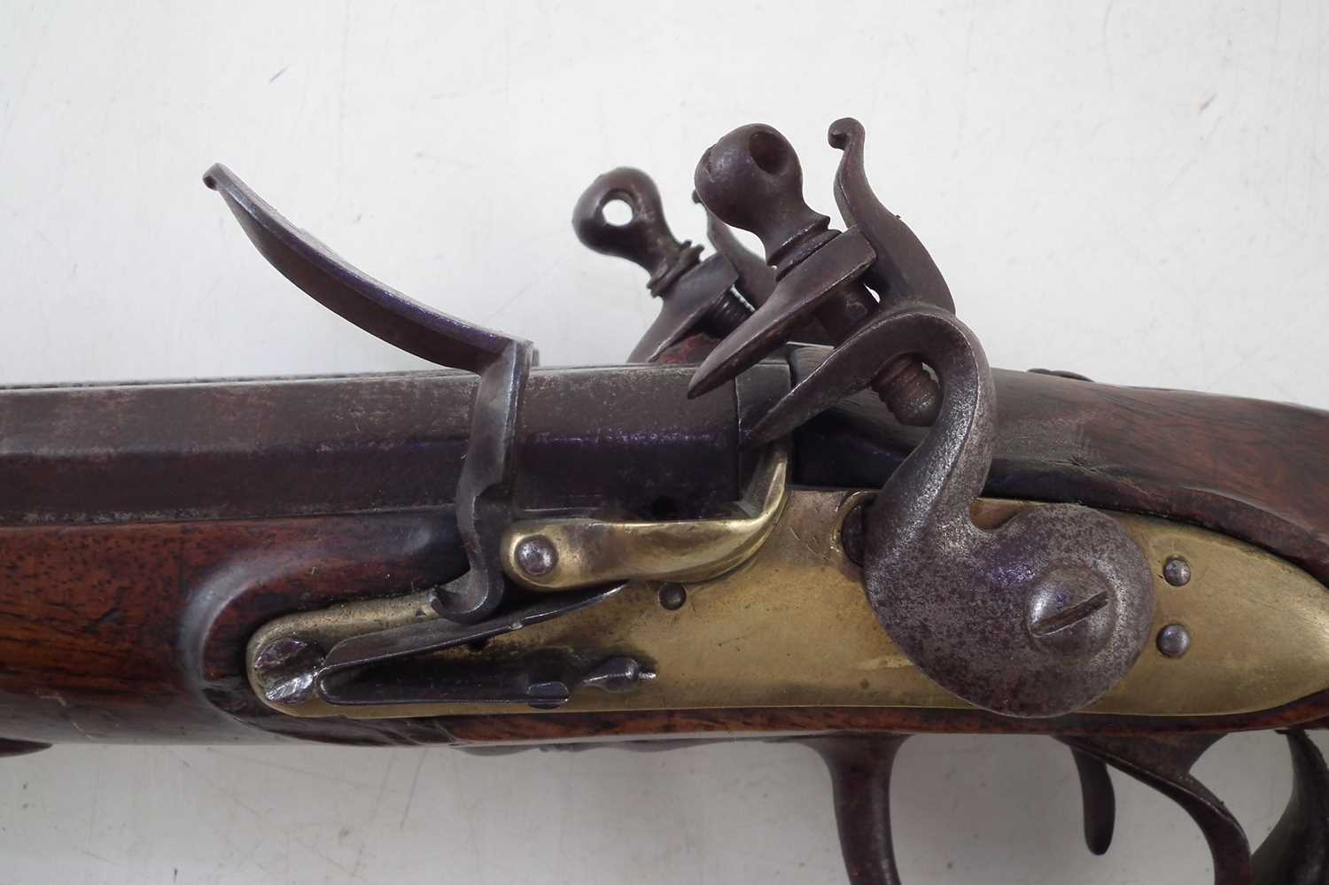 Continental double barrel flintlock pistol, - Image 7 of 8