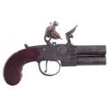 H. Nock flintlock double barrel pistol