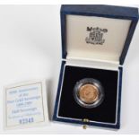 1989 Royal Mint, Proof Half-Sovereign, 500th Anniversary Edition.