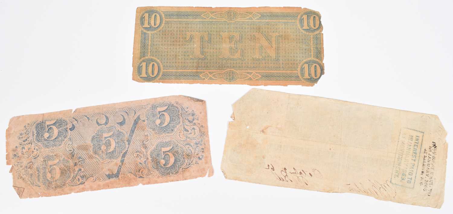 Three American Civil War - Confederate States, Richmond banknotes and related letter. - Image 2 of 4