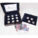 Cased silver proof coin sets and an assortment of other cupro-nickel coins.