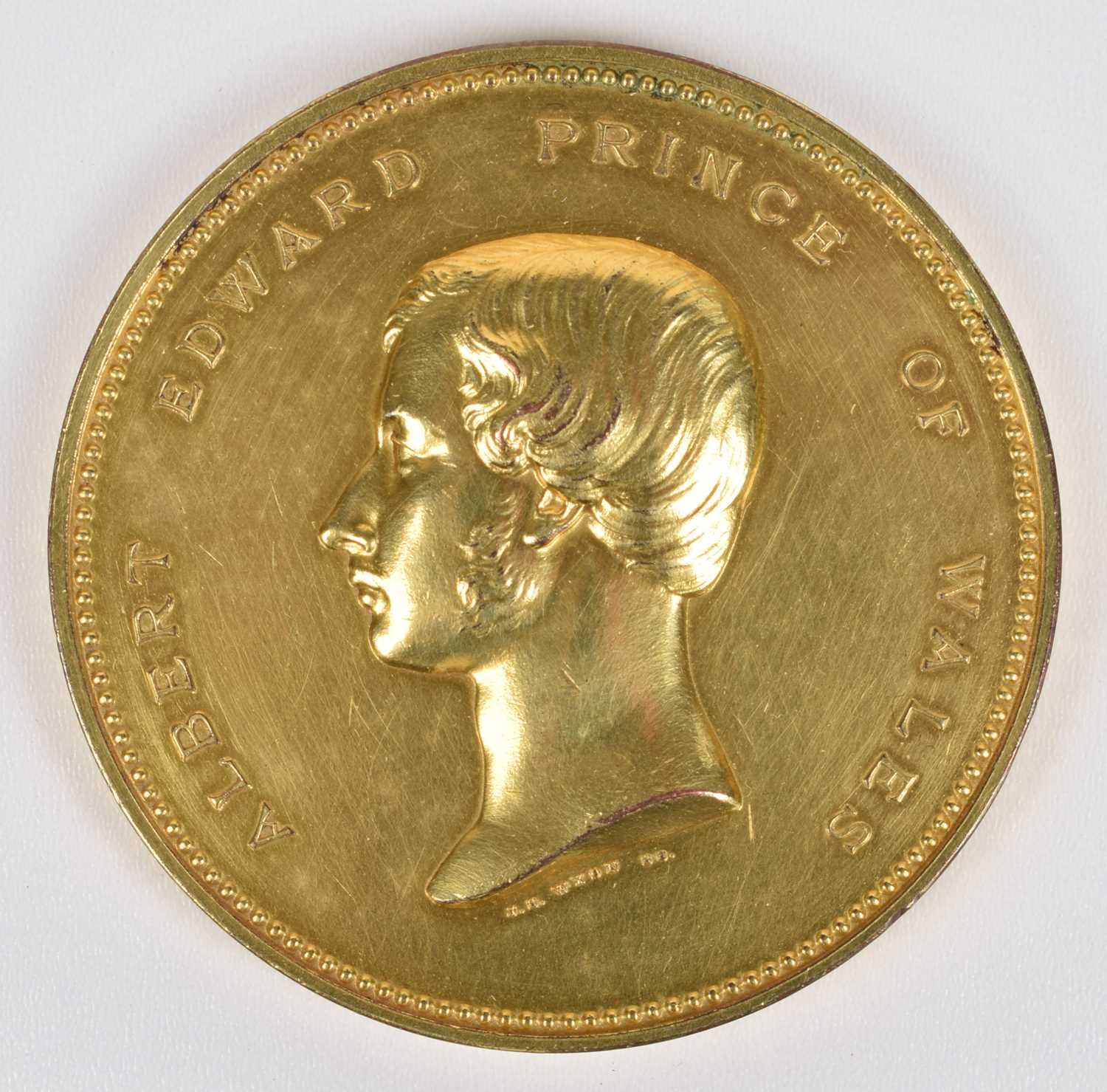 England, International Reformatory Exhibition, London, 1865, a gilt-bronze medal by J.S. Wyon.