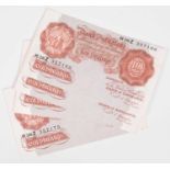 Ten consecutive Ten Shillings banknotes, Series "A" Britannia Issue (10).