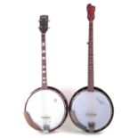 Raven four string banjo and a five string banjo