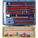 Moeck recorder together with a cased collection of other recorders