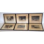 Six framed fielding cock fighting prints "Death", "Recovery", "Set Too" etc.