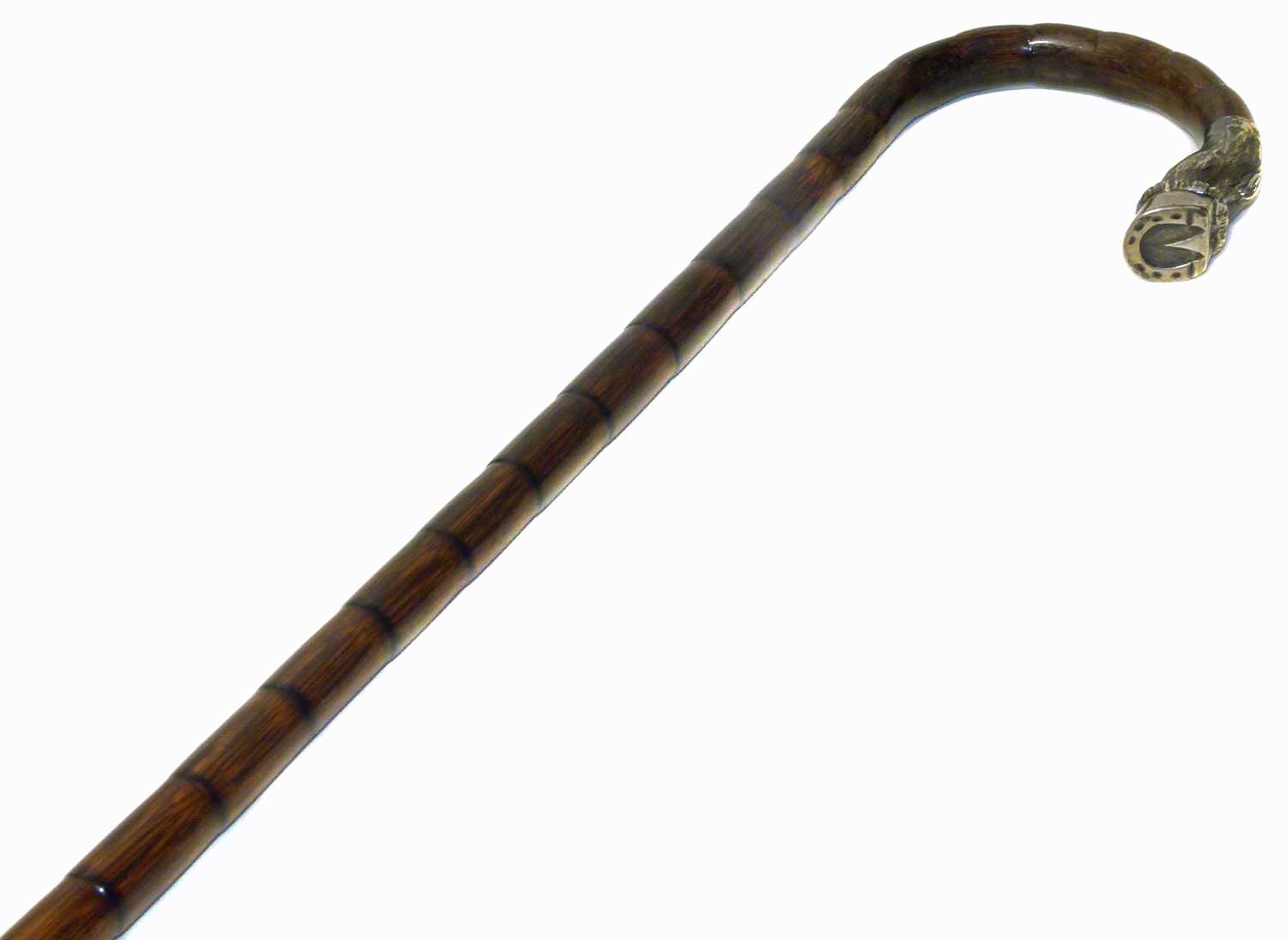 Stained bamboo walking cane.