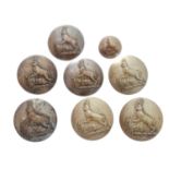 A set of eight hare coursing buttons,