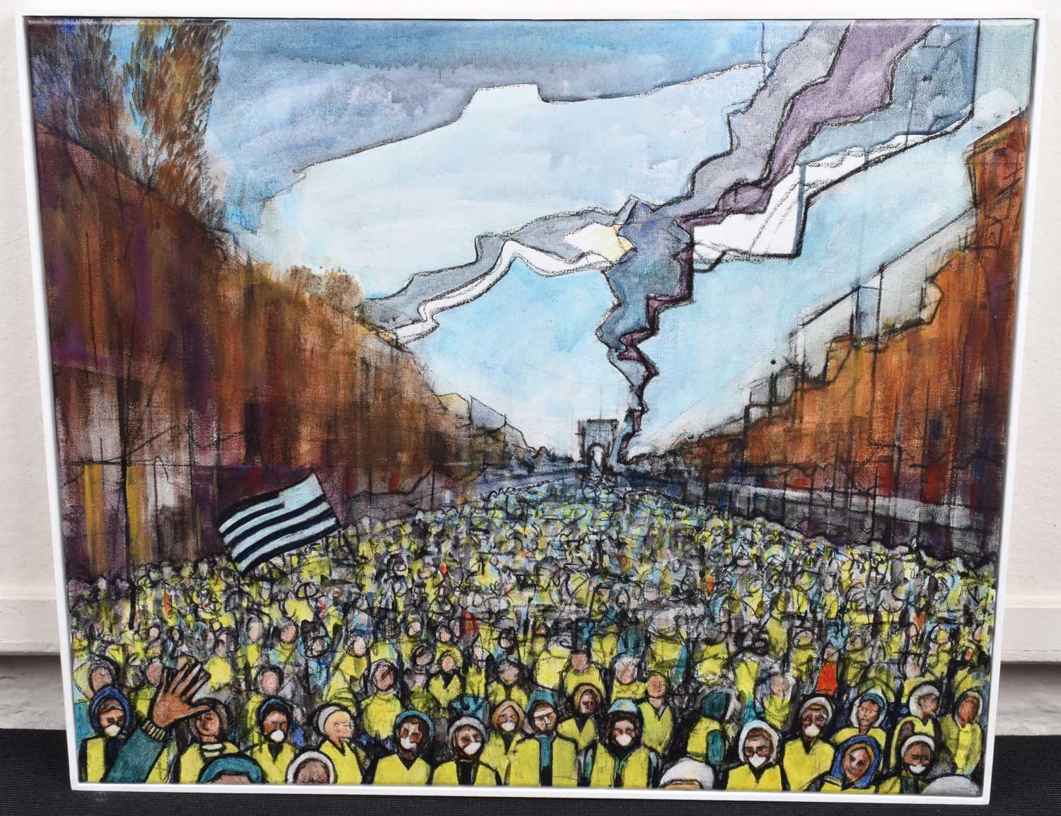 Nicholas Ferenczy, 20th/21st century "Gilet Jaune with Gwenn-ha-du flag, Champs Elysees" - Image 2 of 2