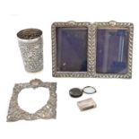 A selection of silver and white metal items,