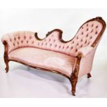 Victorian rosewood framed chair back chaise longue