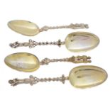 Four Dutch silver gilt apostle spoons,