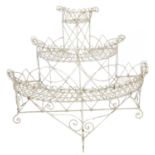 Victorian white painted wirework garden room plant stand