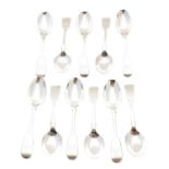 Eleven Victorian silver teaspoons,