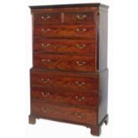 George III figured mahogany chest on chest