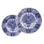 Pair of Delft Peacock chargers