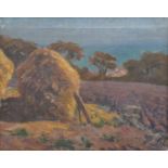 Circle of Frank Gascoigne Heath (British 1873-1931) Haystacks overlooking the sea