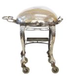 A silver plated hot meat trolley,