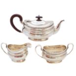 A George VI silver three-piece teaset,