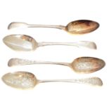 Two pairs of William IV table spoons,