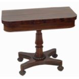 Victorian rosewood veneered fold-over card table