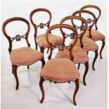 Set of six Victorian walnut framed single dining chairs