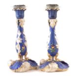Pair of Paris porcelain rococo candlesticks,