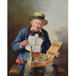 H. Richtor, 20th century Portrait of a seated gentleman with a gift box