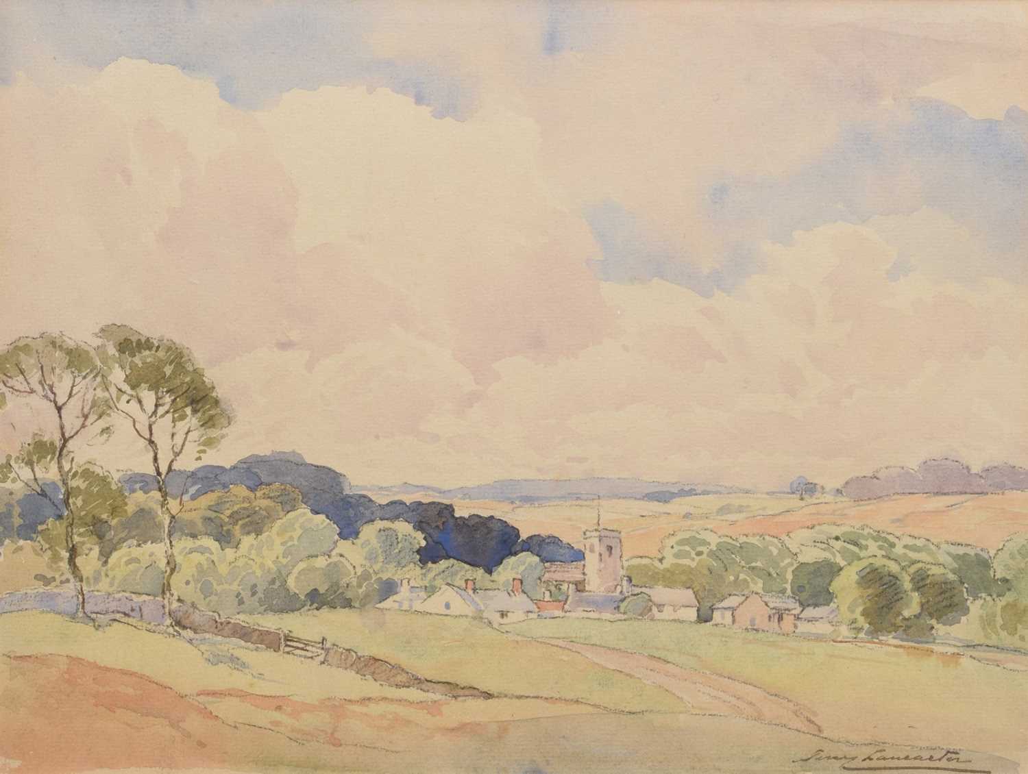 Percy Lancaster R.I., R.B.A., A.R.E., R.Cam.A. (British 1878-1951) An English landscape with village