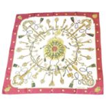 A Hermès "Les Cles" silk scarf by Cathy Latham,