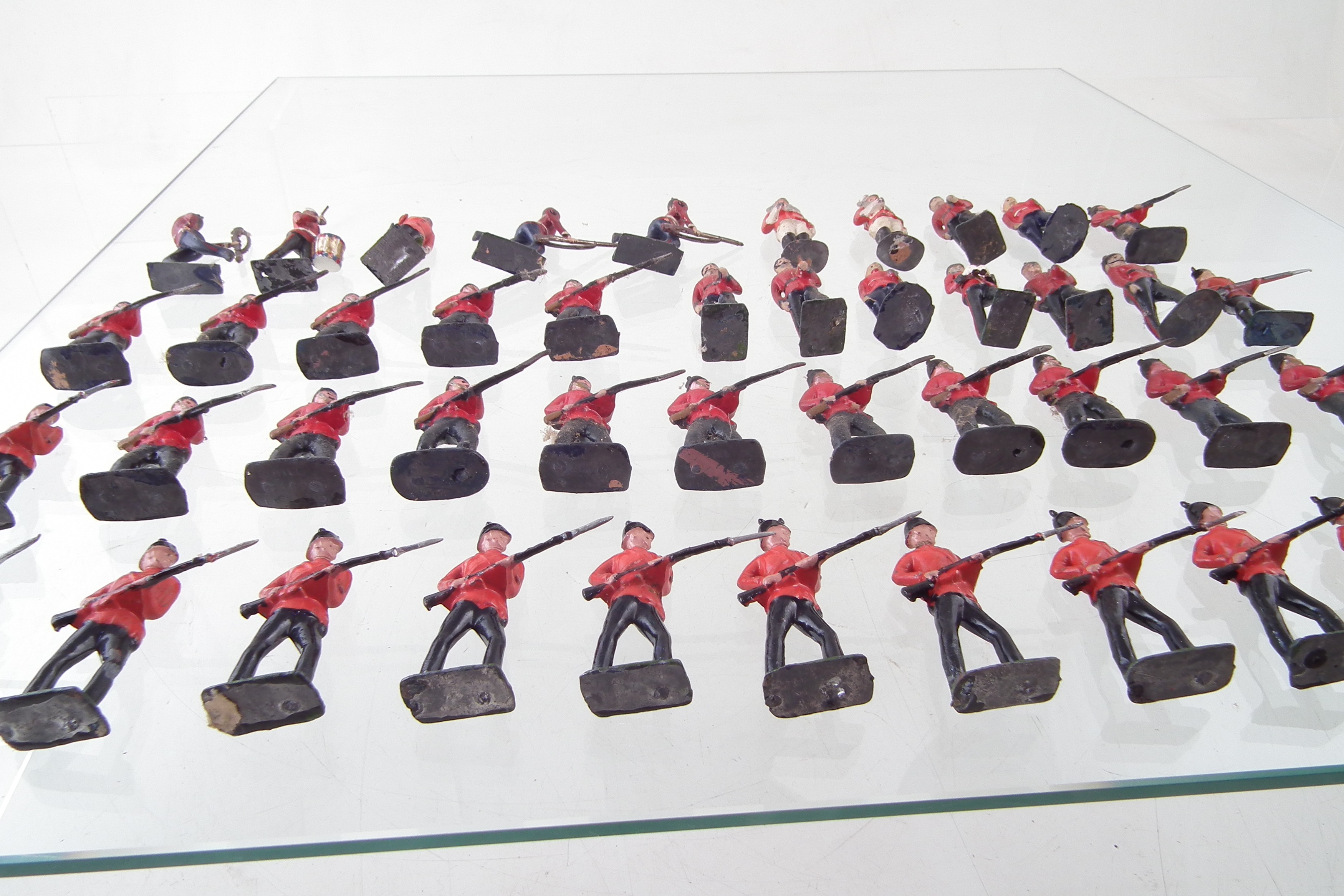 Forty four British army metal soldiers by J. Hill and Co. and Britains. - Image 7 of 7