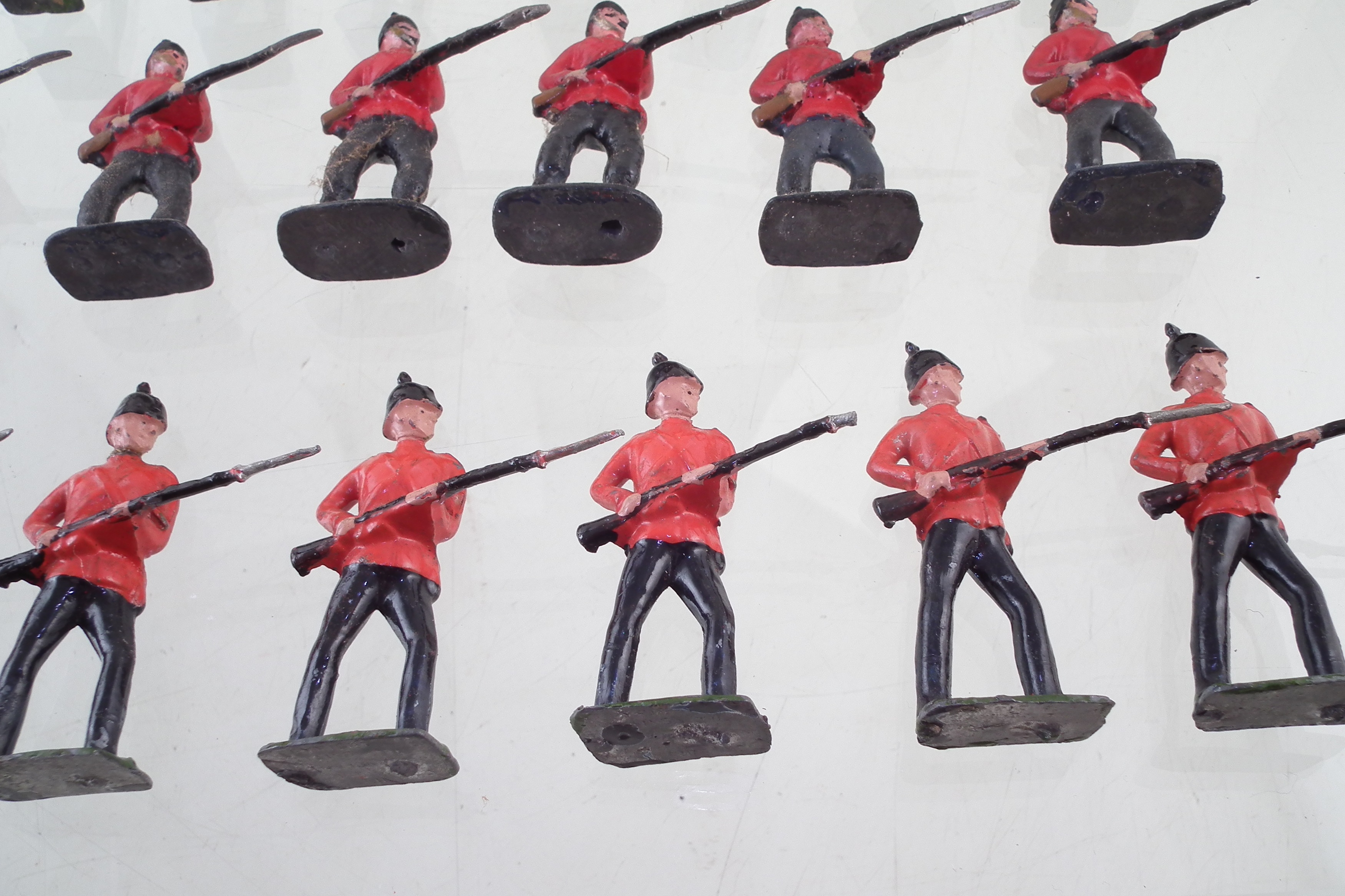 Forty four British army metal soldiers by J. Hill and Co. and Britains. - Image 5 of 7