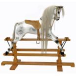 Modern white painted and dappled rocking horse