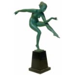 20th-century French green painted white metal figure