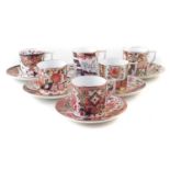 Six Royal Derby Curators collection coffee cups and saucers.